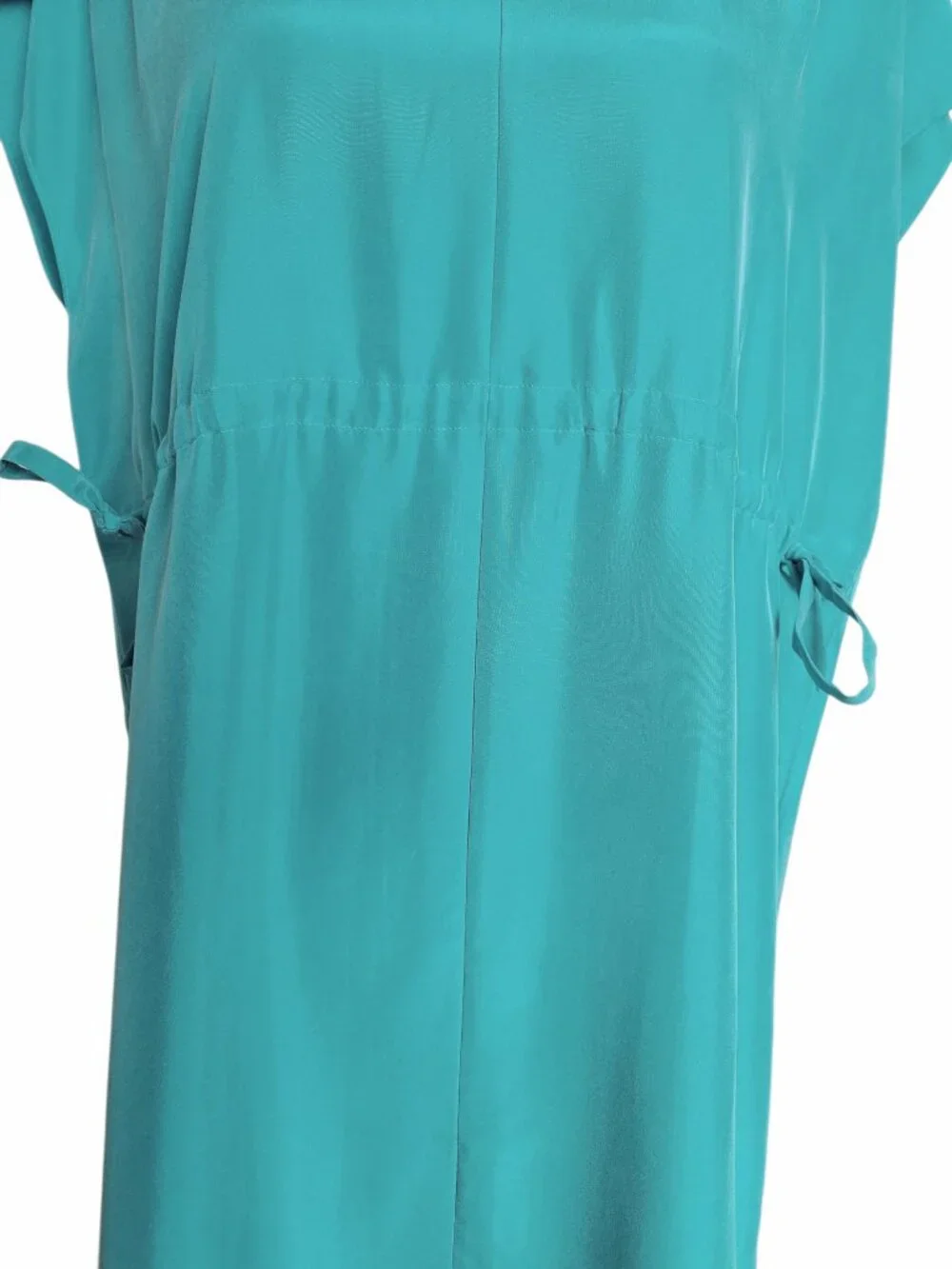 Eileen Fisher Esmerelda Green Washed Silk V-Neck Dress Boxy Fit Women's Size M - Picture 4 of 12